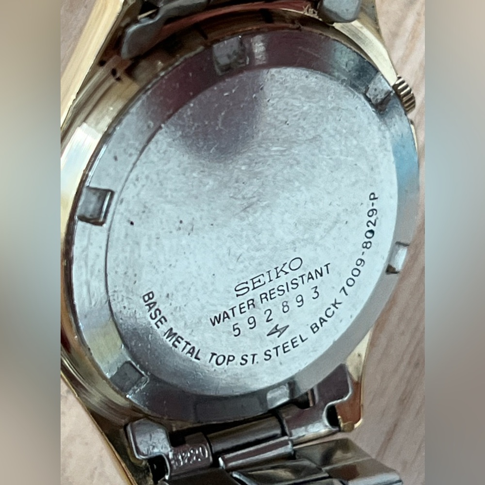 Seiko Automatic 17 Jewels Rare Vintage Men's Watch Gold-Dial Two-Tone Bracelet - Picture 12 of 14